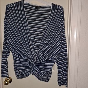 ANA ( JC Penny's)new approach XL woven blue,white and navy blue sweater.